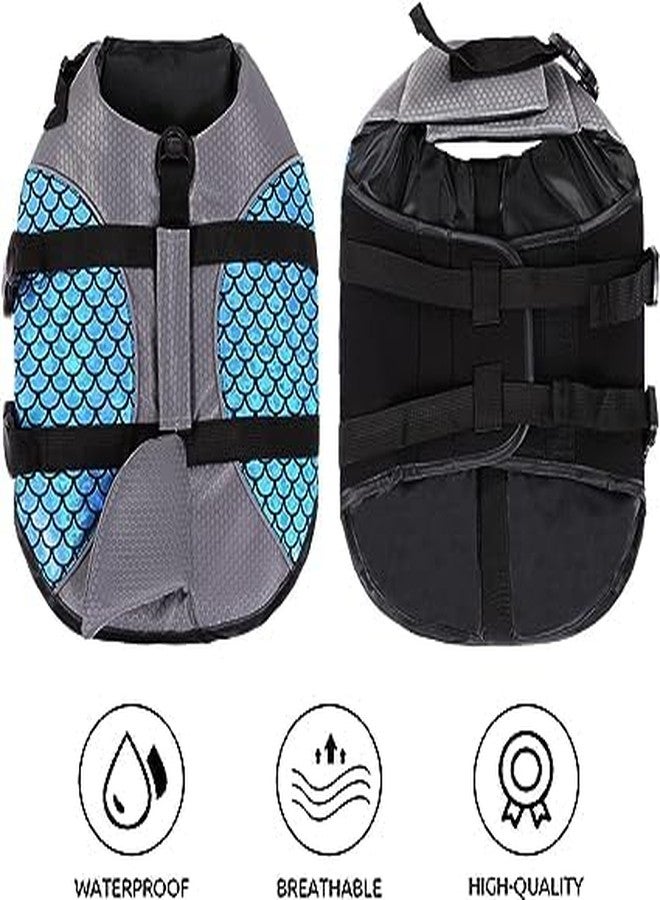 Olpad Life Jacket for Dogs, Dog Life Jacket, Adjustable Safety Jacket for Dog Flotation, Shark Safety Vest, Lifesaver Swimming Training, Summer Swimwear for Dogs (Blue, L) - Image 2